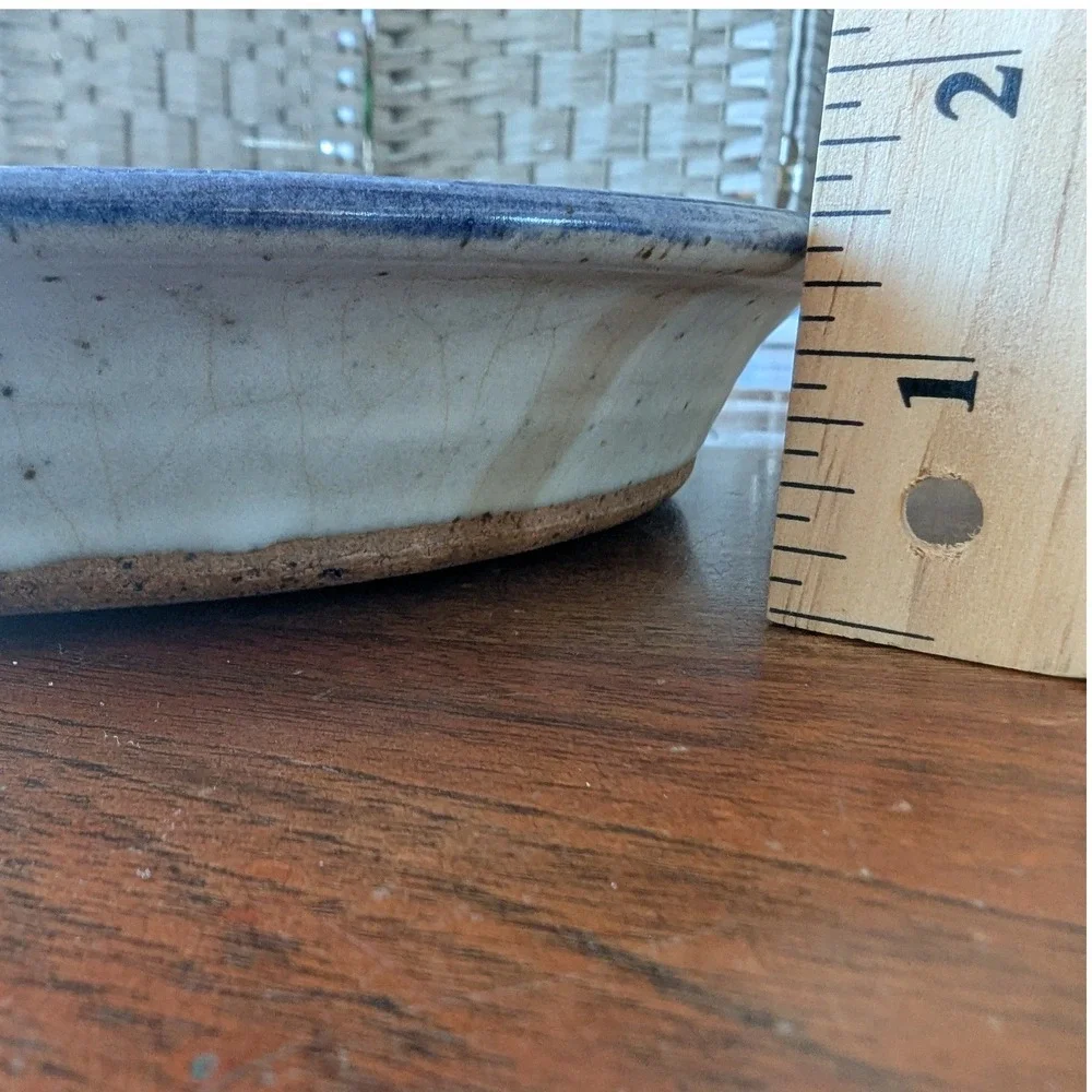 Vtg‎ Delaware Pottery Pie Dish Blue Gray Lauras Lemon Pie Stoneware 9 In Hope NJ